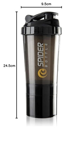 Spider Protein Shaker | Gym Shaker 550Ml with 2 Storage Extra Compartment for Gym