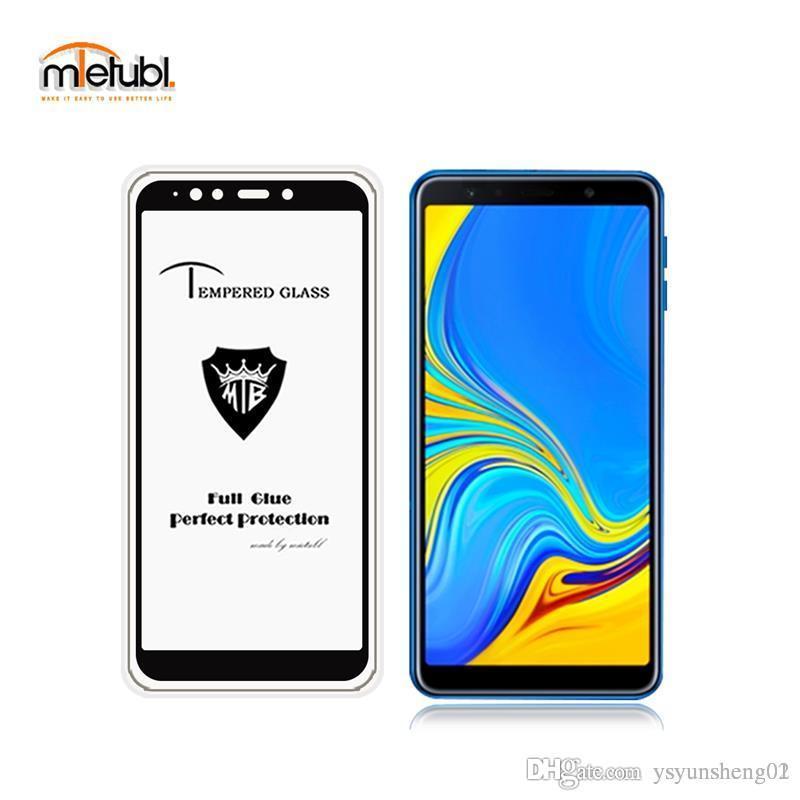 Samsung Glaxy A7 2018 2.5D Full Glue Tempered Glass 3D Full Cover Screen Protector Anti-fingerprint MB Brand