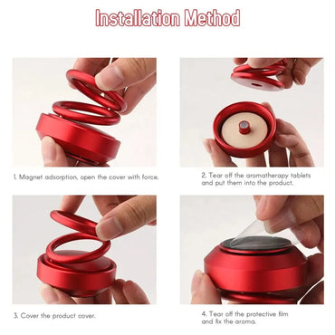 Solar-Powered Double Ring Rotating Car Air Freshener | Suspended Aromatherapy & Dashboard Ornament