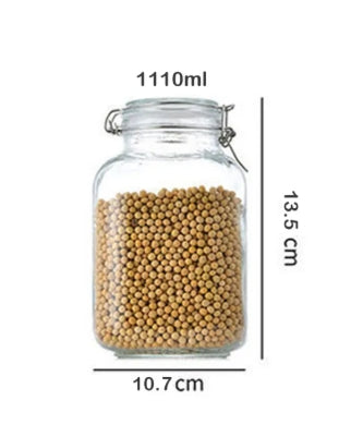 Square/Hexagonal Glass Food Storage Jars with Airtight Clamp Lids