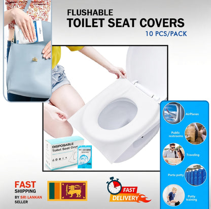 10 Pcs Disposable Toilet Paper Seat Covers Pack - Travel Pack - Water Soluble Anti-Bacteria Flushable Toilet Covers for Travel, Public Toilets Toilet Seat Covers Disposable Travel Pack