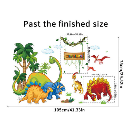 2 in1 Combo 2D Wall Sticker Wall Sticker Home Decoration animals tree bridge baby children bedroom room decor wall stickers removable kids nursery decal Mirror Dear Wall Decoration Stickers DINOSAURS