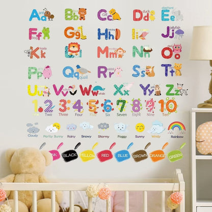 English Alphabet Kids Education Home Decor Wall Stickers For Kids Room Home Decoration Cartoon baby children cartoon bedroom room decor wall stickers removable kids nursery decal sticker Wall Decoration Stickers wall decor
