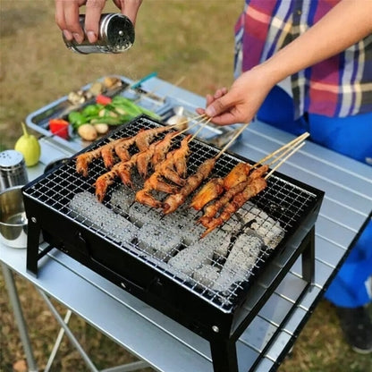 Portable Folding Small BBQ Grill with Charcoal Smoker , Stainless Steel Barbecue Rack