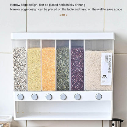 Wall-Mounted Dry Food & Rice Dispenser Container | Moisture-Proof Grain Storage Box with Lid