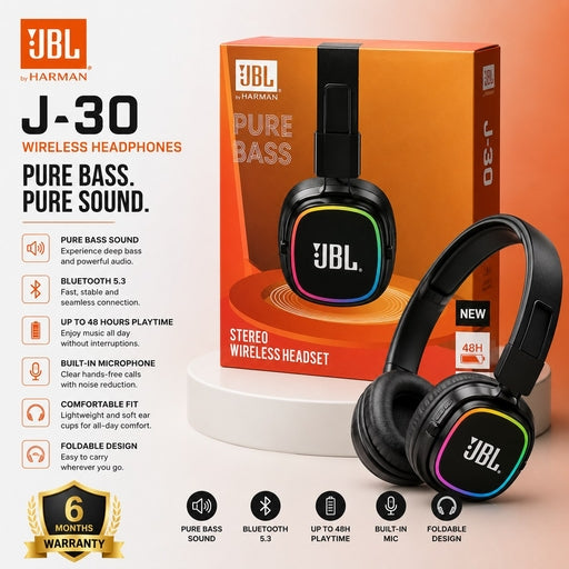 JBL Wireless ANC Headphones – Pure Bass Stereo, Bluetooth, Noise Cancelling, Hands-Free Calls, 48H
