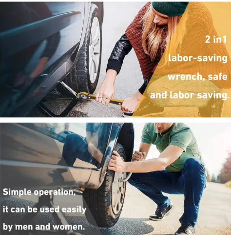 Car Repair Heavy Duty Labor-Saving Jack Ratchet Wrench Garage Tire Wheel Lug Hand Tool Lift Spanner
