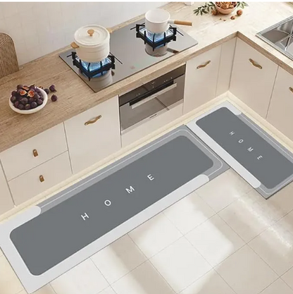 2-In-1 Kitchen Floor Mat "Sweet Home" Embossed | Non-Slip Oil & Water Absorbent Doormat