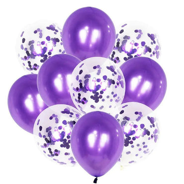 10 Pcs Foil Balloon Set with 5 Confetti & 5 Chrome Balloons Wedding Birthday Anniversary Party Decoration Metallic Latex Balloons Chrome Balloon Wedding Decorations Birthday Party Supplies Baloon