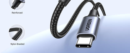UGREEN USB C to 3.5mm Audio Cable, DAC Chip, 16-Bit / 48KHz Audio Sampling Rate, Anti-Oxidation, Nylon Braided Cable, Wide Compatibility -| 20192