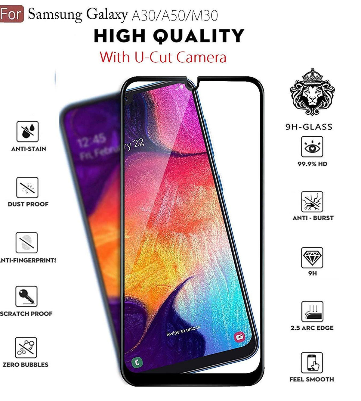 High Quality Full Glue Full Tempered Glass Screen Protector For Samsung Galaxy M30