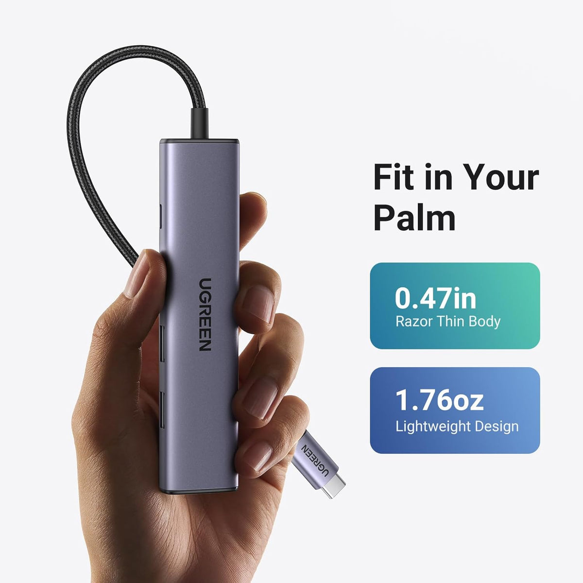 UGREEN USB C Hub 5 in 1 Multiport Adapter Revodok 105 4K HDMI, 100W Power Delivery, 3 USB-A Data Ports, USB C Hub - 15495