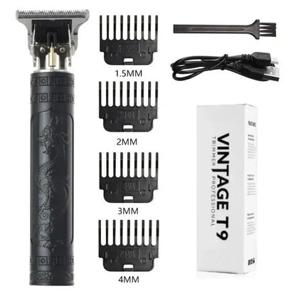 T9 Vintage Professional Hair Cutting Machine: Gold Metal Dragon Electric Beard Shaver