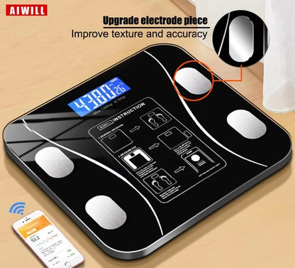 AIWILL Electronic Smart Weighing Scales Bathroom Body Fat Bmi Scale Digital Human Weight Mi Scales