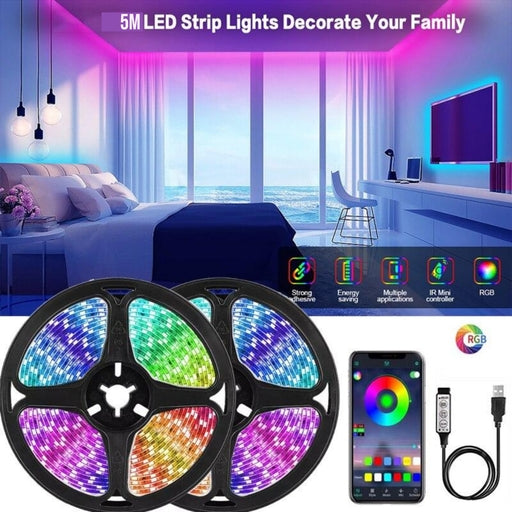 RGB LED Strip Light 2/3/5M, USB Powered with Remote & Bluetooth Control
