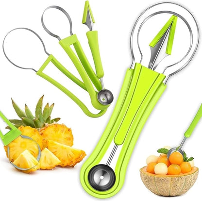 4 In 1 Fruit Carving Tools Knife Kit, Professional Stainless Steel Melon Baller Scoop Set