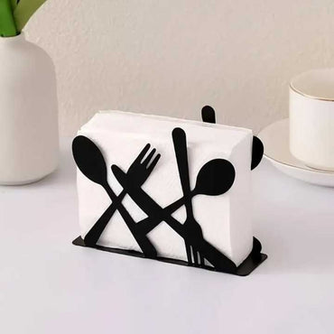 Metal Napkin Holder with Tissue Paper for Table/black /One Pc