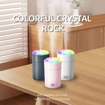 Colorful Crystal Rock Nano Mist Humidifier – USB Cool Mist Air Humidifier with LED Light