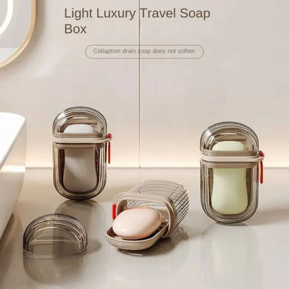 Travel Soap Case Portable Bar Soap Holder with Bath Brush for Traveling Made of Durable Plastic