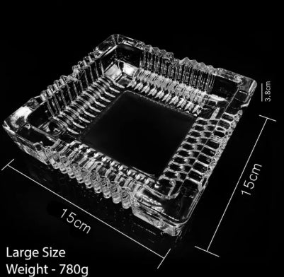 Crystal Ashtray, Transparent Classic Design, Home Ashtray & Outdoor -Large /Small (1Pc /2Pcs)