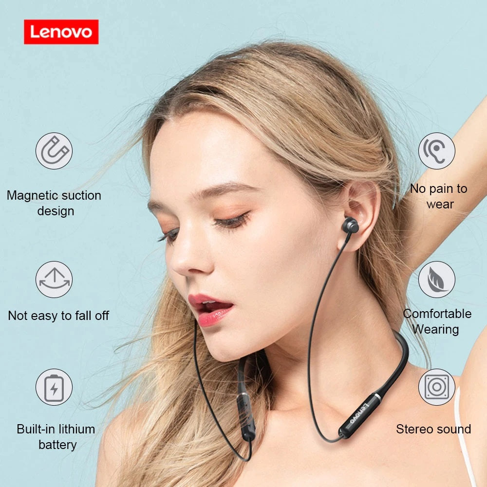 Lenovo HE05 Wireless Bluetooth 5.0 in-Ear Neckband Earphones with Mic