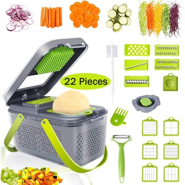 14-In-1 Multifunctional Vegetable Slicer & Cutter: Premium 8-Blade Onion Chopper & Food Dicer