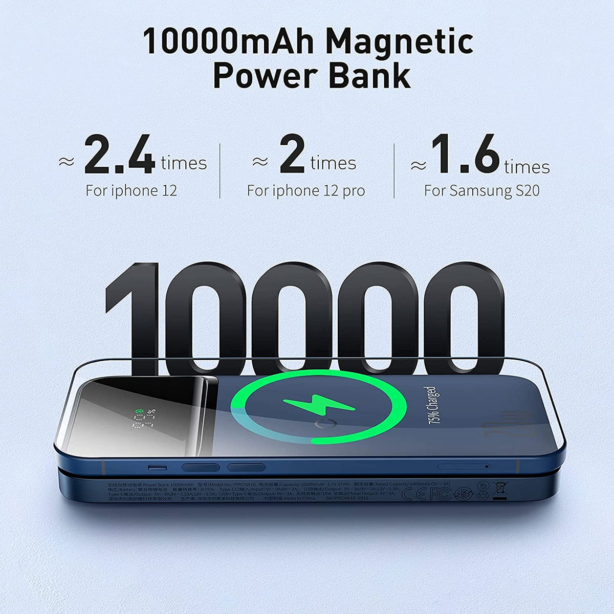 Baseus PD 20W Power Bank 10,000mAh With Magnetic MagSafe Wireless Charging & USB-C