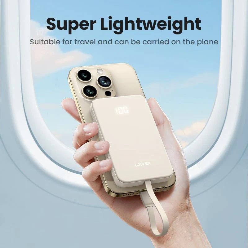 UGREEN 10000mAh PD 30W Power Bank with integrated USB-C cable - 45206