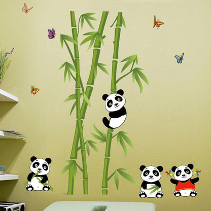 Panda Tree Cartoon Animals Theme Kids Wall Art Decal Sticker Decoration for Living Room Nursery Baby Girl Boy Kid Children's Room Bedroom Decoration