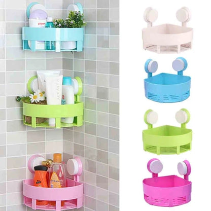 Triangle Corner Shelf for Bathroom Storage, Steel Rack with Suction Cups for Shower & Essentials