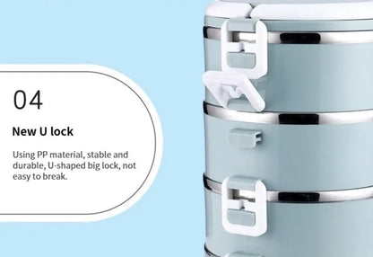 Stainless Steel 4-Layer Bento Box, 2800 ML Multi-Layer Sealed Thermal Lunch Container