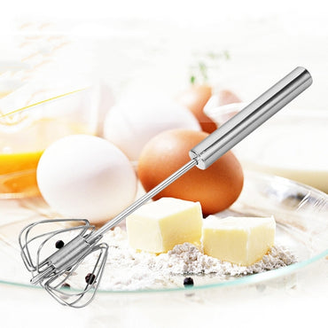 10 Inch Hand Push Whisk,Semi-Auto Egg Whisk Hand Push Press Whisk Rotating Push Mixer Milk Frother