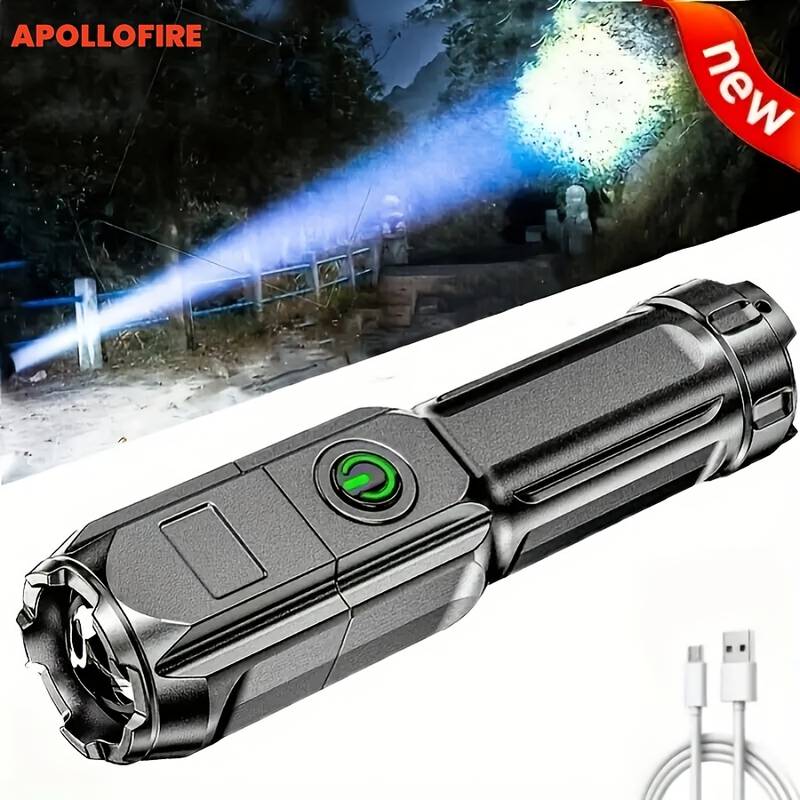 APOLLOFIRE Super Bright Zoomable LED Flashlight – Portable Telescopic Torch for Outdoor, Camping