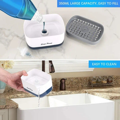 Plastic Liquid Press-Type Pump Dispenser with Sponge Holder Kitchen Sink Accessories