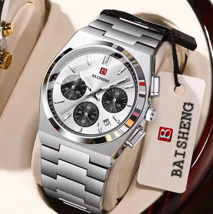 BAISHENG Op Brand Luxury Men Quartz Watches Original Watch for Man Waterproof Stainless Steel Watch
