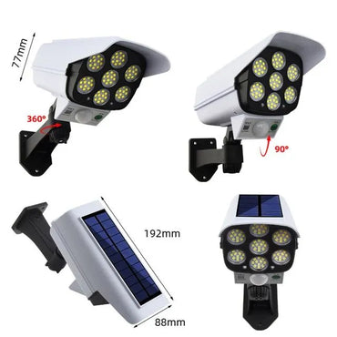 Premium 77 LED Solar Security Light with Motion Sensor - CCTV Camera Dummy Outdoor Garden Wall Lamp