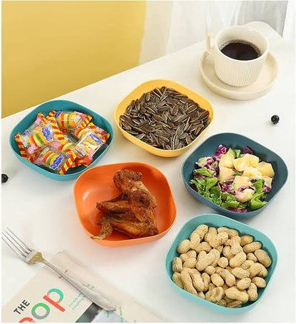 10Pcs Plates Set with Holder - Random Colours | Multi-Function Food Grade Plastic