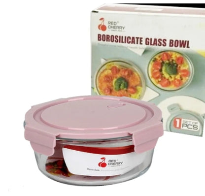 Borosilicate Glass Food Storage Bowl Airtight & Leak-Proof- ( ROUND) Microwave Safe Glass Containers