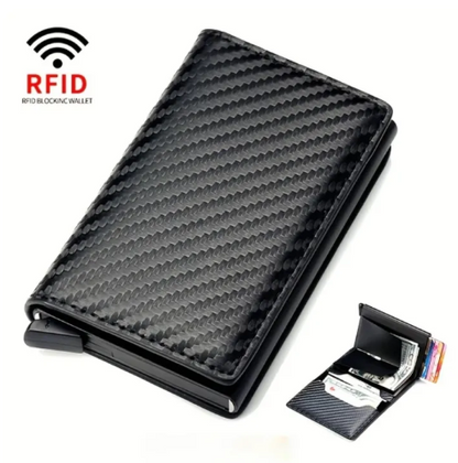 Carbon Fiber Slim Aluminum Wallet | Pop-up RFID Blocking ID & Credit Card Holder