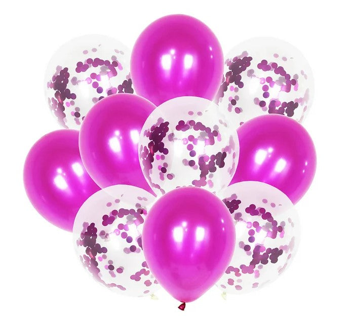 10 Pcs Foil Balloon Set with 5 Confetti & 5 Chrome Balloons Wedding Birthday Anniversary Party Decoration Metallic Latex Balloons Chrome Balloon Wedding Decorations Birthday Party Supplies Baloon
