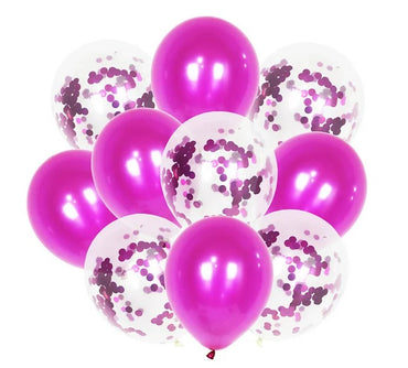 10 Pcs Foil Balloon Set with 5 Confetti & 5 Chrome Balloons Wedding Birthday Anniversary Party Decoration Metallic Latex Balloons Chrome Balloon Wedding Decorations Birthday Party Supplies Baloon