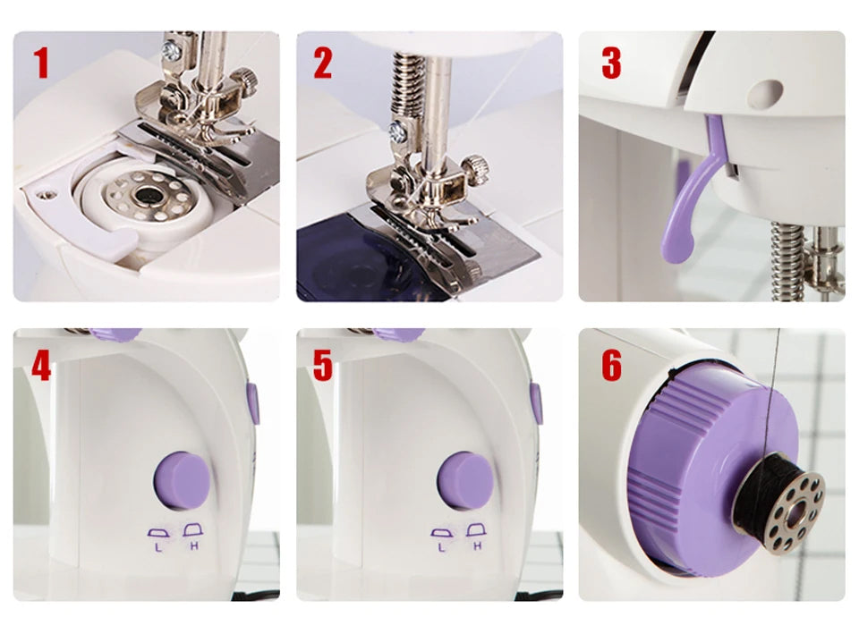 Mini Portable Sewing Machine Portable Electric Sewing Machines with Light and Speed Control for Beginner DIY Home Sewing Accessories
