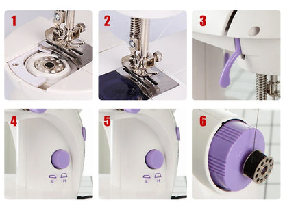 Mini Portable Sewing Machine Portable Electric Sewing Machines with Light and Speed Control for Beginner DIY Home Sewing Accessories