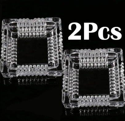 Crystal Ashtray, Transparent Classic Design, Home Ashtray & Outdoor -Large /Small (1Pc /2Pcs)