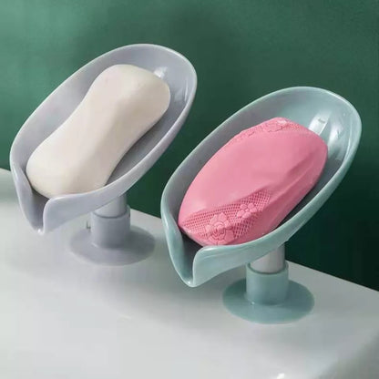 Creative Leaf-Shaped Soap Box Storage Rack | Punch-Free Suction Cup Holder with Quick-Drain Design