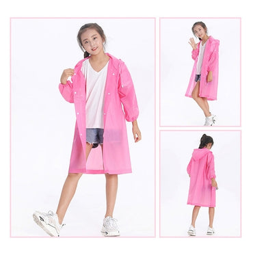 Kids Children Raincoat Rainsuit Long Hoodie Cover Waterproof Rain Poncho Raincoat