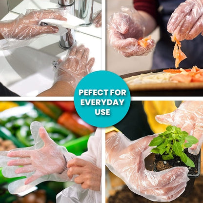 Disposable Clear Polythene Gloves 100Pcs | Single-Use Kitchen & Food Preparation Gloves | Hygienic
