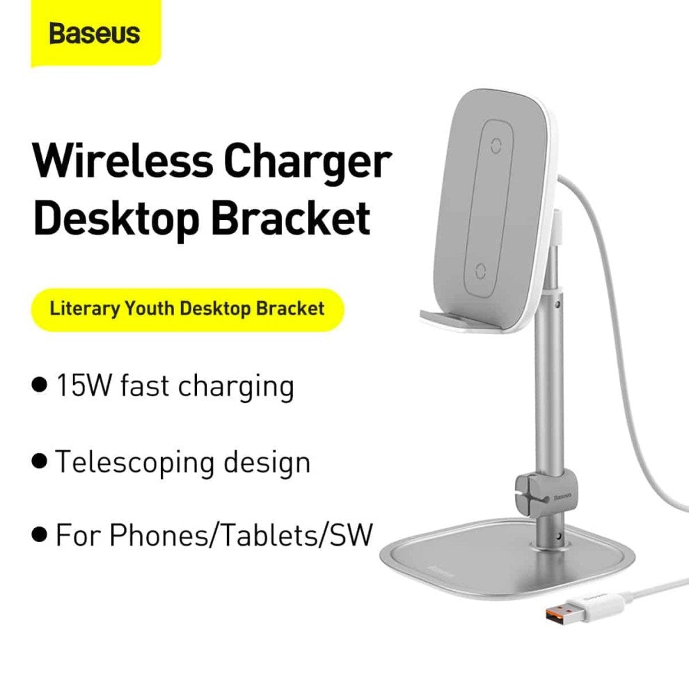 Baseus Literary Youth Desktop Bracket (Telescopic + Wireless Charging enabled ) For Mobile & Smart Watch