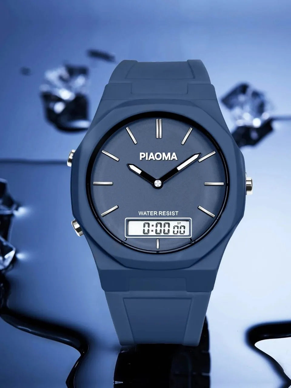 PIAOMA Dual Time Men's Electronic Watch; Trendy Simple Wrist Watch; Waterproof Sports Outdoor Watch
