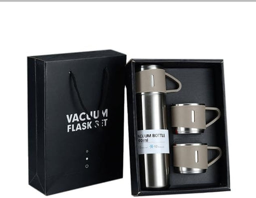 500Ml Stainless Steel Vacuum Flask Gift Set with 3 Mugs